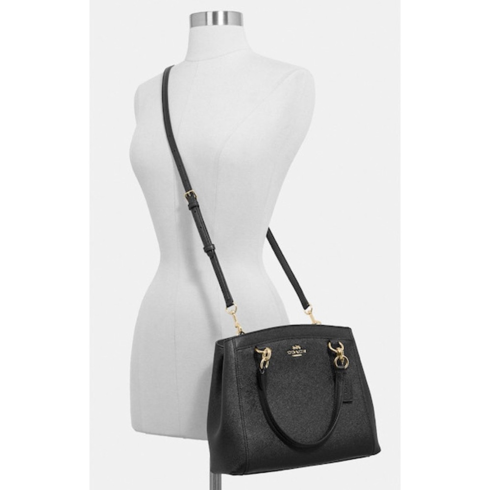 NWOT Coach Minetta Crossbody Satchel Crossgrain Leather Ebony Black Noir Gold - Picture 10 of 10